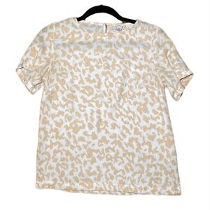 A NEW DAY cream and white leopard print blouse
